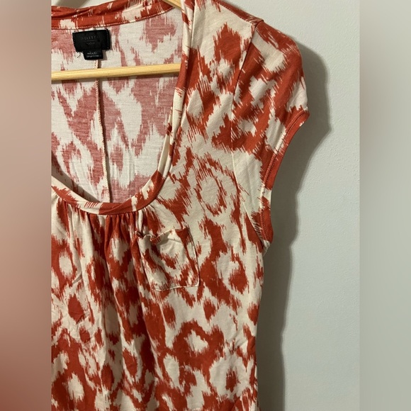 Vintage Anthropologie Deletta Orange Cap Sleeve Damask Top Medium - Picture 3 of 6